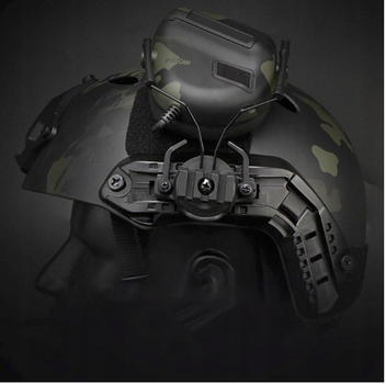Крепления на шлем адаптер для тактических наушников Peltor, Eamor, Walker, 3M FAST черный