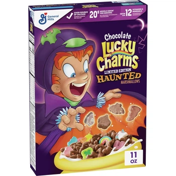 Хлопья на завтрак кукурузные с зефиром Chocolate Lucky Charms Cereal with Haunted Marshmallows Halloween Edition 532.97г