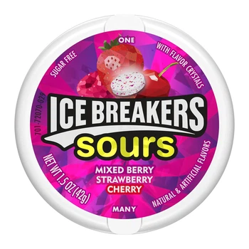 Кислі льодяники Асорті без цукру Ice Breakers Assorted Fruit Flavored Sugar Free (Вишня Малина Полуниця) 42г