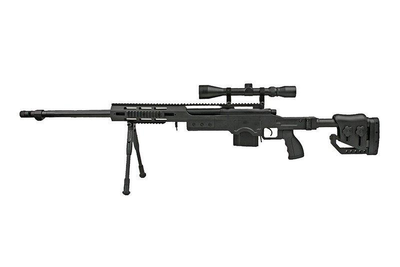 Винтовка снайперская MB4411D - с оптическим прицелом и сошками - Black [WELL] (для страйкбола)