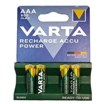 Аккумулятор AAA Varta 800mAh NiMH (блистер по 4шт) HR03 предзаряженные (51700)