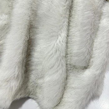 Мех искусственный Песец белый черные кончики, (К), пог. м.