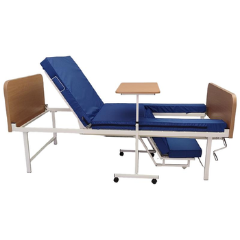 Ліжко медичне механічне функціональне Riberg АН6-11-04 4-х секційне з гвинтовим механізмом підйому та функцією кардіо-крісла з матрацом та приліжковим столиком