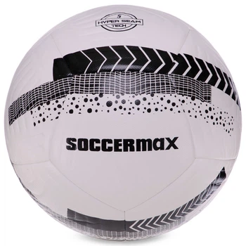 Мяч футбольный №5 PU ламинированная гибридная сшивка HYBRID SOCCERMAX FIFA (PU, Белый-черный) (FB-3113_Белый-черный)