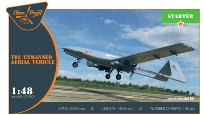 Збірна модель 1/48 БПЛА Байрактор Bayraktar TB.2 UAV unmanned aerial vehicle Clear Prop! CP4809
