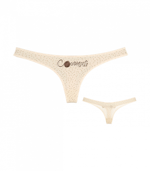 Труси жіночі стрінги з принтом Кокос Coconut - Donella - 241160B - XL - Світло-бежевий