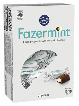Цукерки праліне Fazer Fazermint Chocolates чорний шоколад із м'якою м'ятною начинкою 150 г
