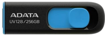 Флеш пам'ять USB ADATA UV128 256GB USB 3.0 Black/Blue (AUV128-256G-RBE)