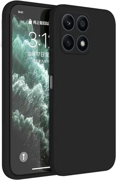 Силиконовый чехол с микрофиброй для Honor X8a черный тонкий матовый