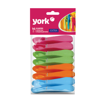 Прищіпки York 16 шт різнокольорові