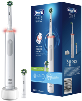 Elektryczna szczoteczka do zębów Oral-B Braun Pro 3 3000 Cross Action White (8006540760857)