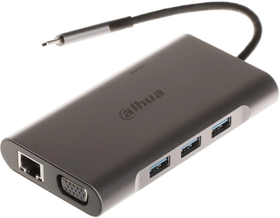 Adapter 7w1 Dahua TC39 Wielofunkcyjny HDMI + VGA + 3 x USB-A + USB-C - PD + RJ-45 + SD + microSD Grey (6923172594990)