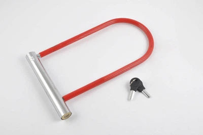 Замок противоугонный (U-образная скоба, L-250mm, d-10mm) (красный) LOCK (P-1651)