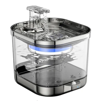 Поилка - фонтан для кошек и собак NPET WF190 2л с аккумулятором, датчиком движения, нержавеющая сталь (Прозрачный)