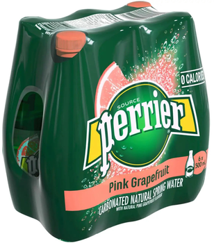 Упаковка напою безалкогольного газованого Perrier Pink Grapefruit 0.5 л Мультипак х 6 шт (7613036668088)