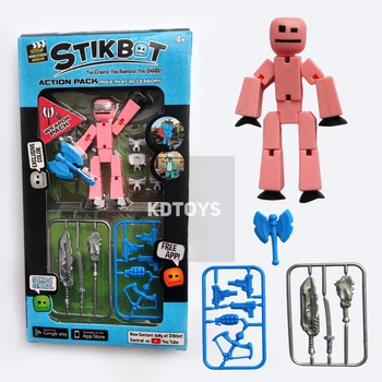 Набір фігурка Stikbot New collection для творчості анімації Стикбот зі зброєю для зйомки відео Рожевий