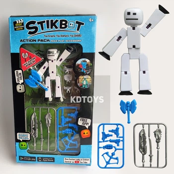 Набор фигурка Stikbot New collection для анимационного творчества Стикбот с оружием для съёмки видео Белый