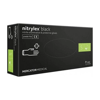 Рукавиці Nitrylex Black нітрилові S 100 шт. Чорні (132295)
