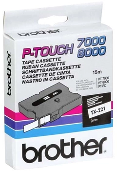 Етикеточна стрічка Brother P-Touch TX-221 9 мм 15 м Black/White (4977766051392)