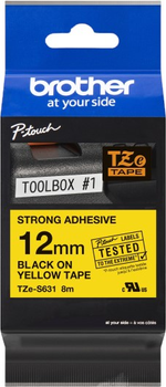 Етикеточна стрічка Brother P-Touch TZE-S631 12 мм 8 м Black/Yellow (TZES631)