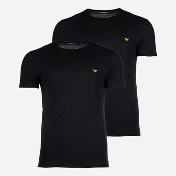 Zestaw koszulek męskich bawełnianych Emporio Armani 3F722111267-23820 L 2 szt Czarny (8056787659728)
