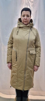 Женская демисезонная удлиненная куртка цельного кроя Mishele 937-1 Кофе, 46