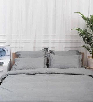 Комплект постільної білизни Moon&Star Satin Stripe «Stripe Gray» сімейний 160х220х2 наволочки 4х50х70 (MS-820003673)