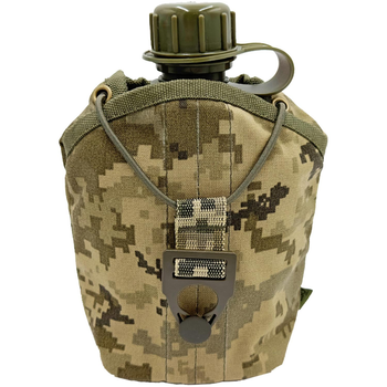 Фляга армейская 1л в чехле Пиксель ММ-14 Cordura MELGO (фляга тактическая полевая индивидуальная)