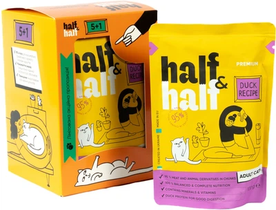 Вологий корм для кішок Half&Half шматочки з качкою в соусі 100 г