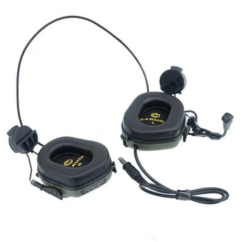 Тактичні навушники з мікрофоном earmor M32H MOD3 без оголовля олива