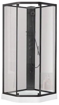 Душевой бокс DUSEL GLARE Black Matt 90x90x210 стекло прозрачное, профиль черный, без крыши