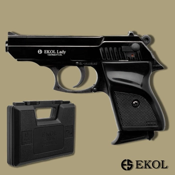 Стартовий пістолет Walther ppk, Ekol Lady чорний, Сигнальний пістолет під холостий патрон 9мм, Шумовий