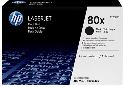 Набір тонерів HP 80X CF280XD Black 2 x 6 900 сторінок (CF280XD)