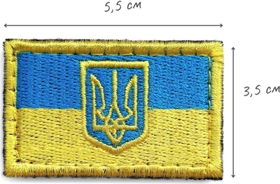Шеврон нашивка IDEIA на липучці Прапор з Тризубом, вишитий шеврон 3.5х5.5 см (2200004269467)