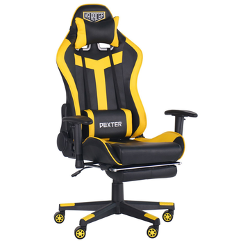Кресло для геймеров AMF VR Racer Dexter Rumble Black/Yellow механизм Tilt Relax, кожзаменитель PU (546945)