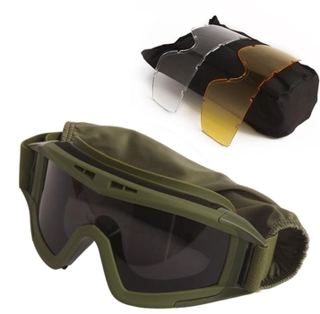 Тактические очки защитная маска Solve с 3 сменными линзами Олива