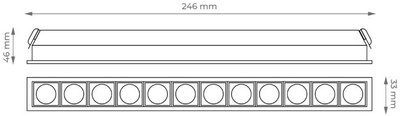 Listwa LED DPM X-Line podtynkowa liniowa 12 W 1080 lm czarna (STLSL-12W-B)