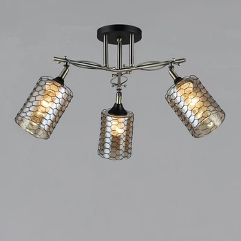 Люстра потолочная Light House SR-19344/3 AB+BK D650*H260 E27 черный + бронза, плафон медовый