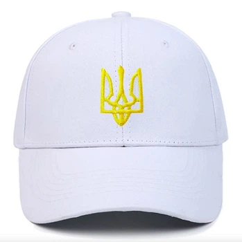 Кепка-бейсболка "Герб України" Біла вишитий тризуб