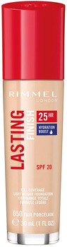 Podkład do twarzy Rimmel London Lasting Finish 25HR Hydration Boost Foundation SPF 20 050 Fair Porcelain 30 ml (3616301235989)