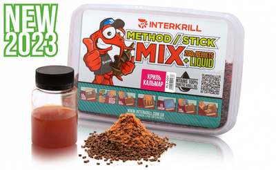 Флет Пелетс Інтеркіль "METHOD/STICK MIX", 400 г+ (Ліквід Кріль-Кальмар, 50г),PLS-007