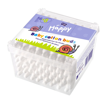 Палочки ватные Bella Happy гигиенические с ограничителем детские 56+8шт