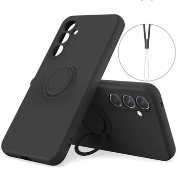 Силиконовый (TPU) чехол с кольцом Deexe Color Shell для Samsung Galaxy A26 (A266) - Black