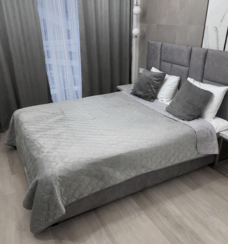 Велюрове двостороннє покривало Dekor Grey 150х220