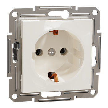 Розетка с заземлением ASFORA 71x71x42mm АБС+ПК кремовый [EPH2970123] Schneider Electric