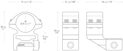 Кільця Hawke Match з виносом 25 мм. d - 25,4 мм. High. Weaver