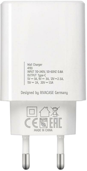 Зарядний пристрій для телефону Rivacase 30W USB Type-C White (PS4193WHITE)