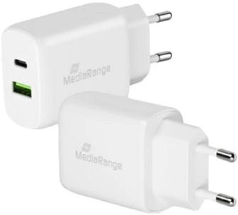 Зарядний пристрій Mediarange USB/USB-C 25W/FAST White (MRMA112)