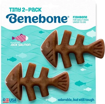 Набор жевательных игрушек для собак со вкусом лосося Benebone Fishbone 12 см 2 шт Brown (0810054210344)