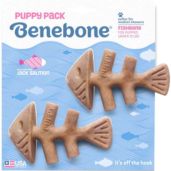 Набор жевательных игрушек со вкусом лосося для цуценят Benebone Fishbone Puppy 12 см 2 шт Brown (0810054210337)